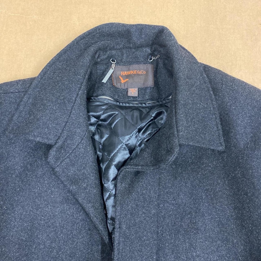Hawke & Co Mens Wool Overcoat Dark Charcoal Grey Winter Formal Jacket 114675-330